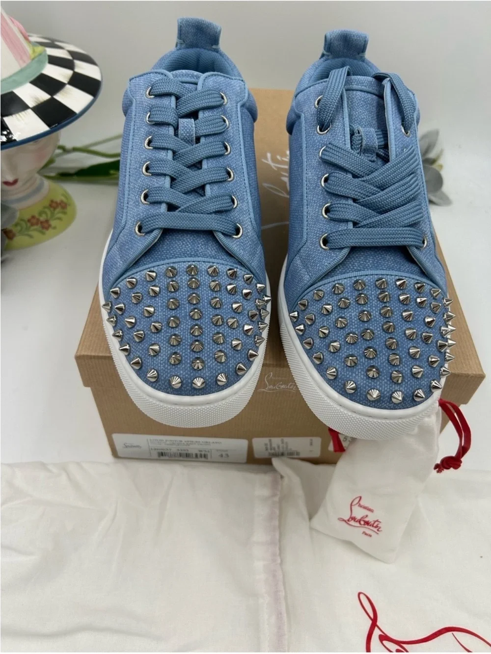 Men’s Christian Louboutin, Louis Jr, ORLATO Spike sneaker size 43 made in Italy